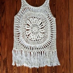 Vivid Collection Sz M White Open  Boho Tank Tops